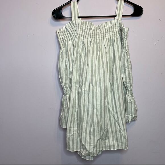 NEW Tyler Boe Striped White Blue Blouse Off the Shoulder Top Womens Large - Picture 5 of 5